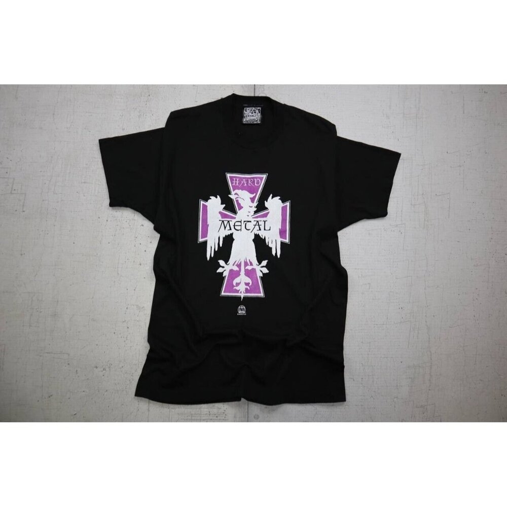 Vintage 80s Cykxtees Goth Hard Metal Shirt Black Size Large Rare Made in USA
